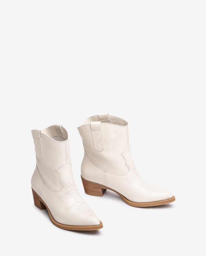 Bottines western Unisa avec coutures - Blanc Bottines western Unisa avec coutures - Blanc