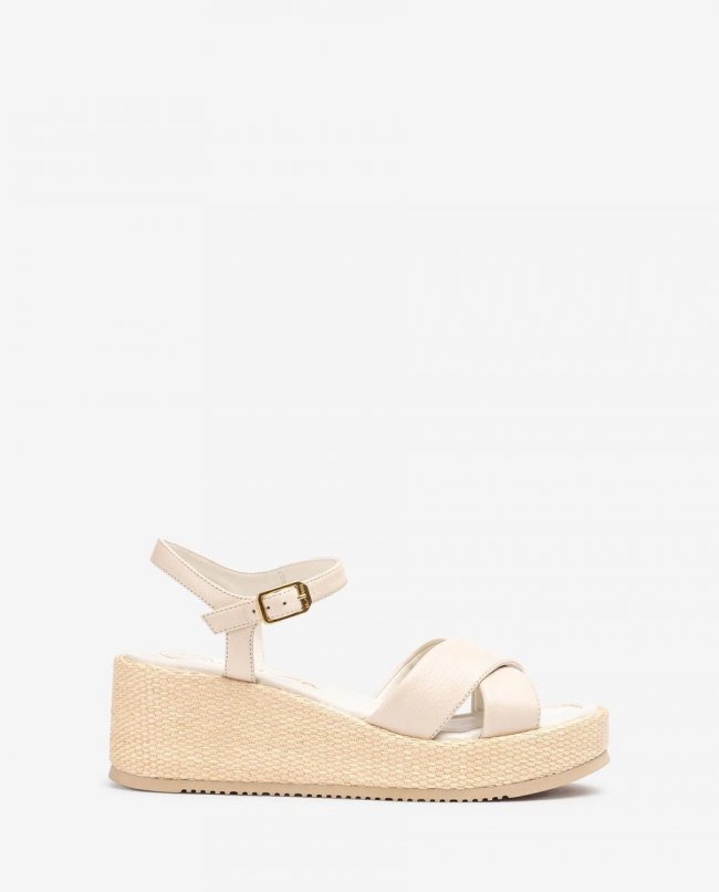 Sandales croisées en raphia Unisa pour femme - Blanc Sandales croisées en raphia Unisa pour femme - Blanc
