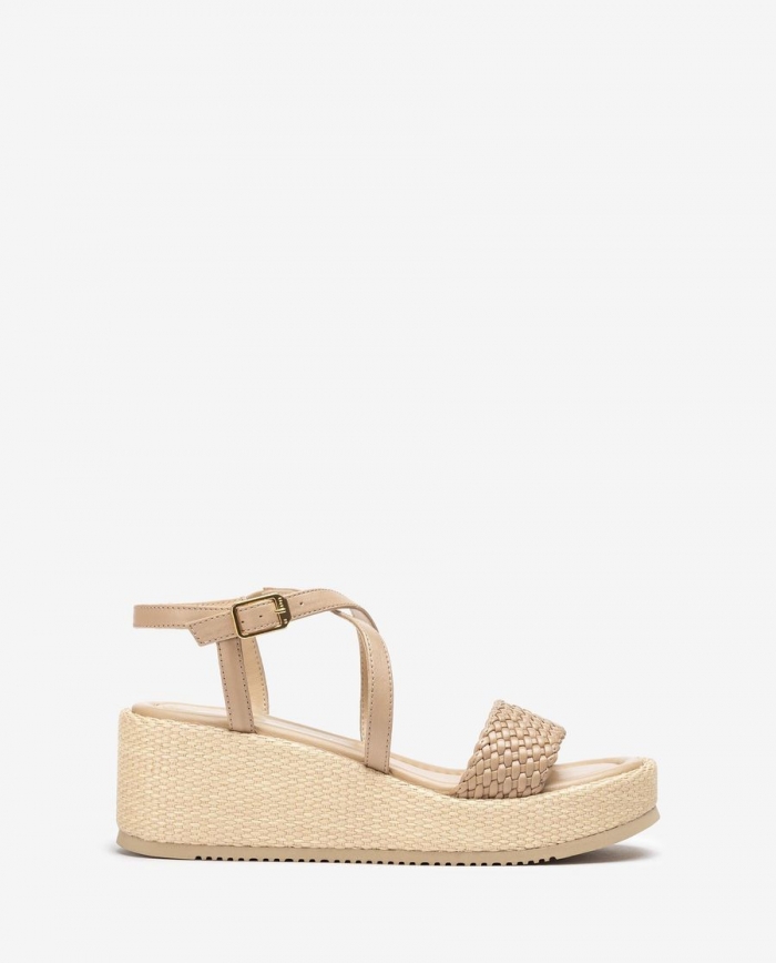 Sandales compensées en cuir Unisa pour femme - Beige Sandales compensées en cuir Unisa pour femme - Beige
