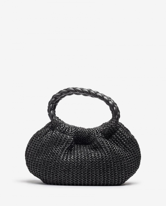Petit sac à main Unisa femme avec anses tressées - Noir