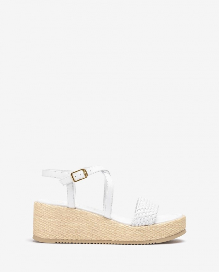 Sandales compensées en cuir Unisa pour femme - Blanc Sandales compensées en cuir Unisa pour femme - Blanc