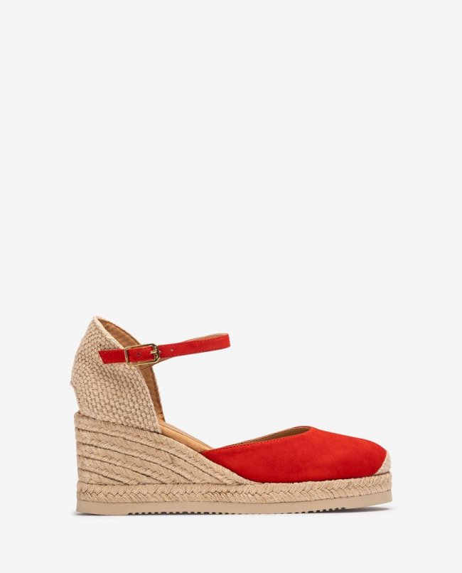 Espadrilles compensées en daim Unisa pour femme - Rouge Espadrilles compensées en daim Unisa pour femme - Rouge