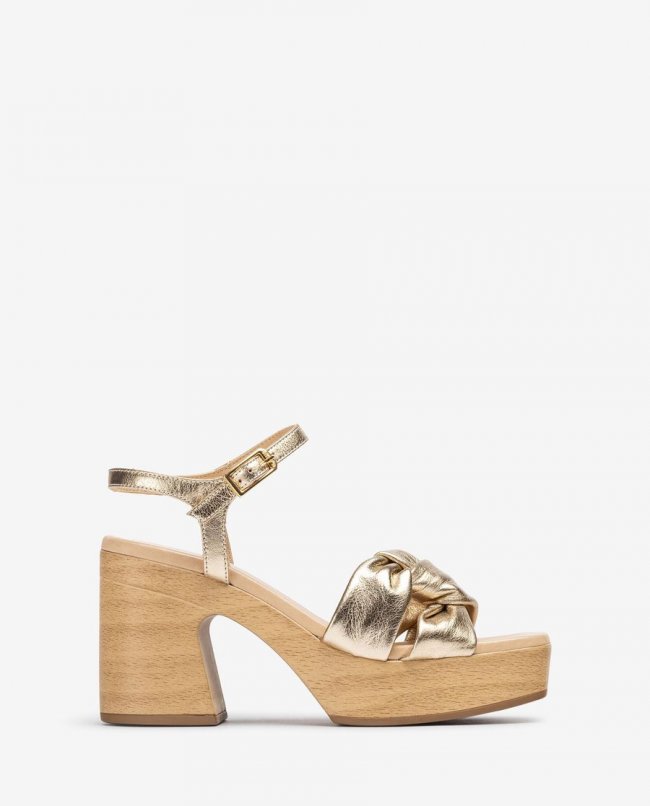 Sandales carrées Unisa pour femme - Brides nouées Doré Sandales carrées Unisa pour femme - Brides nouées Doré