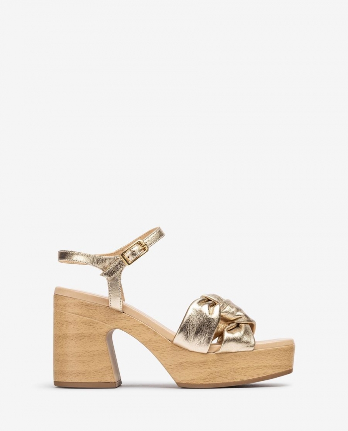 Sandales carrées Unisa pour femme - Brides nouées Doré Sandales carrées Unisa pour femme - Brides nouées Doré