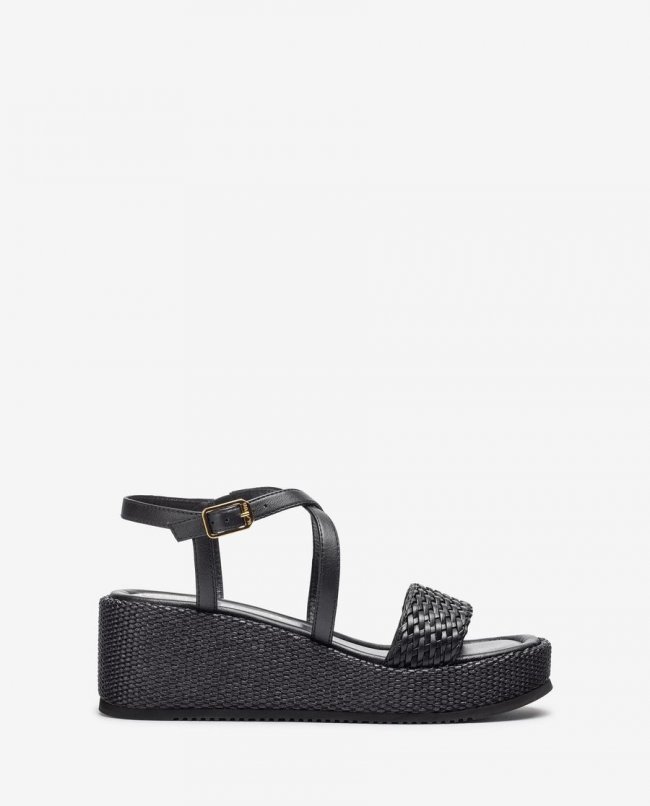 Sandales à talons blocs en cuir Unisa pour femme - Noir Sandales à talons blocs en cuir Unisa pour femme - Noir