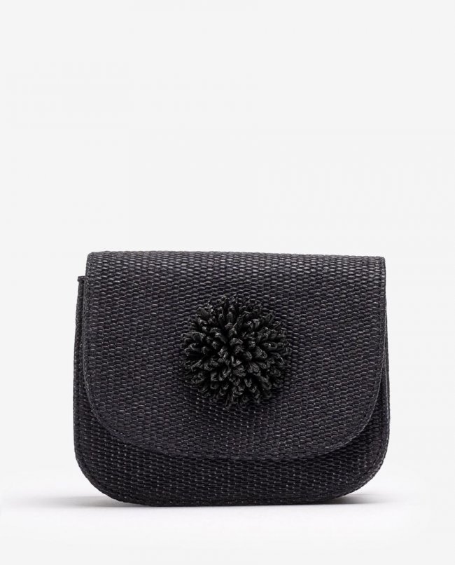 Sac à main en raphia Unisa Femme avec détails fantaisie - Noir Sac à main en raphia Unisa Femme avec détails fantaisie - Noir