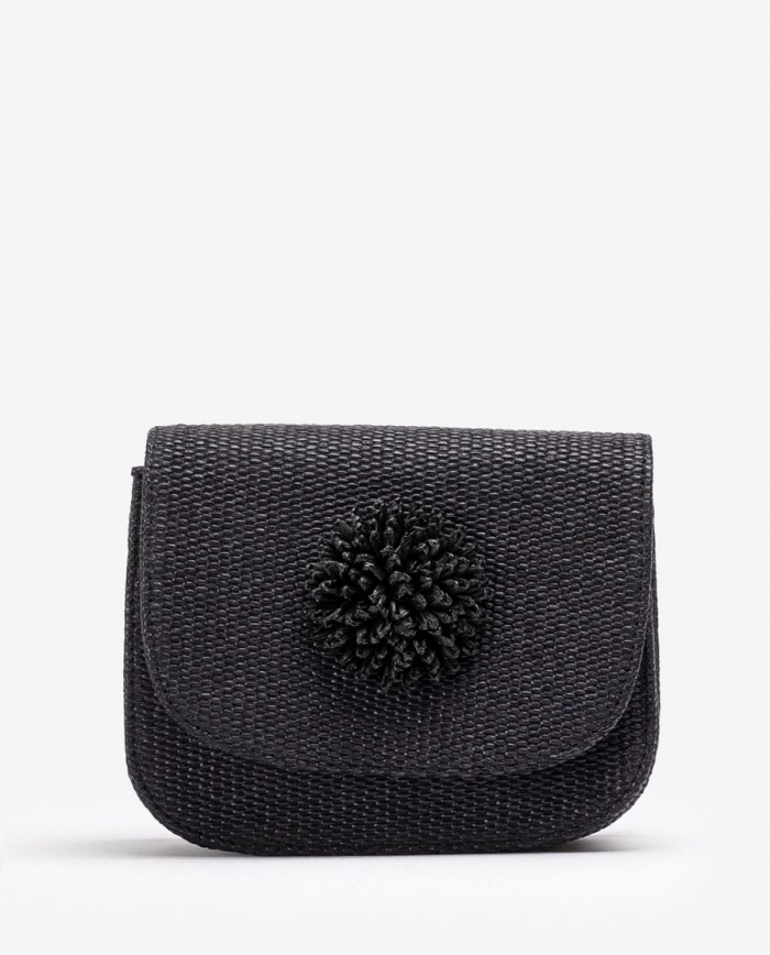 Sac à main en raphia Unisa Femme avec détails fantaisie - Noir Sac à main en raphia Unisa Femme avec détails fantaisie - Noir
