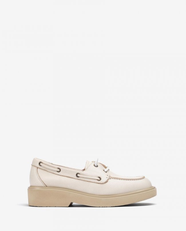 Chaussures bateau Unisa en cuir pour femme - Blanc Chaussures bateau Unisa en cuir pour femme - Blanc