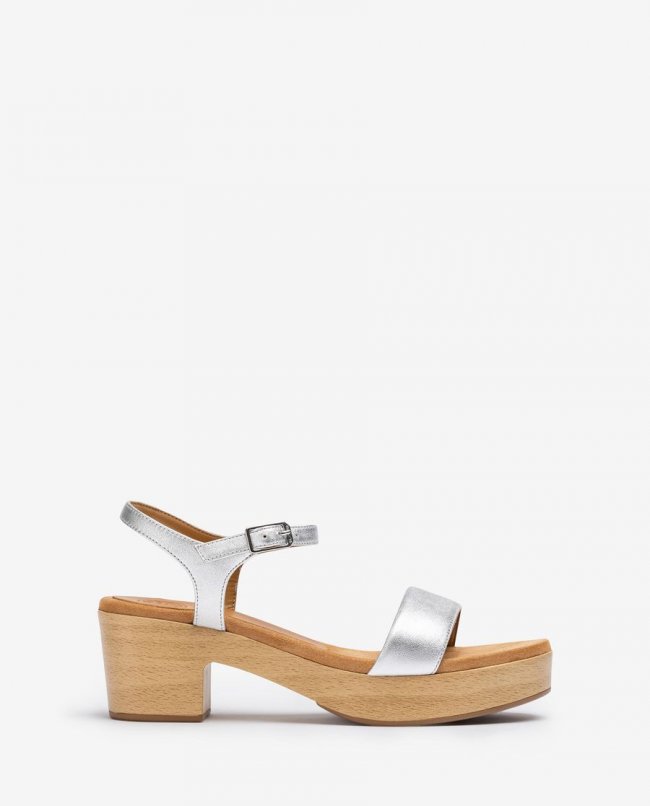 Sandales effet bois Unisa Femme - Argent