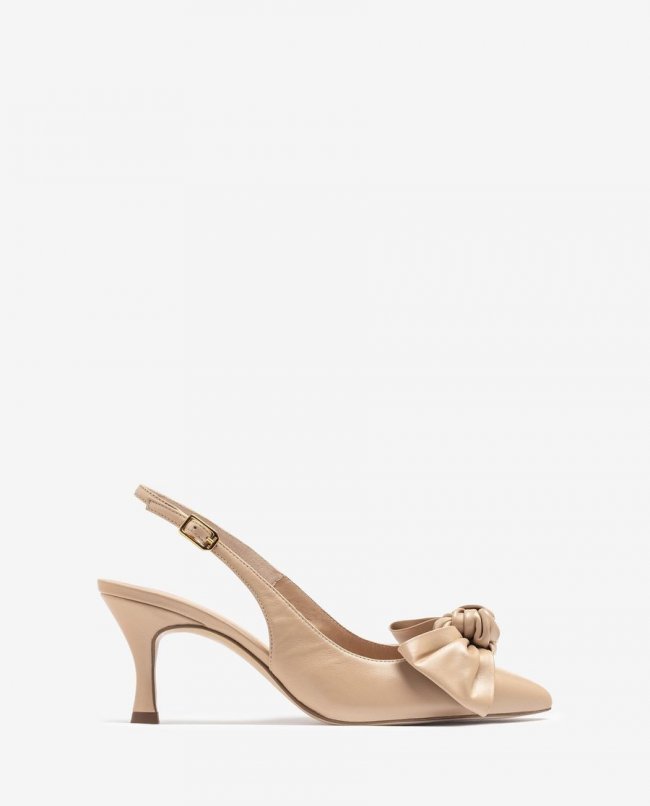 Chaussures Unisa à bout pointu et bride arrière avec nœud pour femme - Beige Chaussures Unisa à bout pointu et bride arrière avec nœud pour femme - Beige