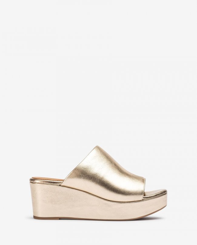Sandales mules Unisa femme en cuir - Doré