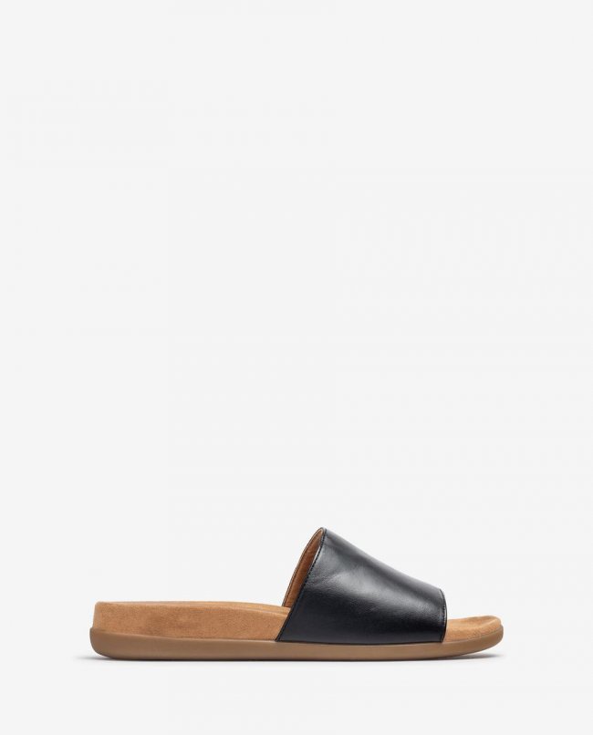 Sandales plates en cuir Unisa pour femme - Noir Sandales plates en cuir Unisa pour femme - Noir