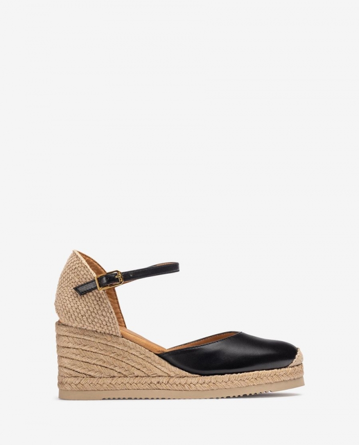 Espadrilles compensées en cuir Unisa pour femme - Noir Espadrilles compensées en cuir Unisa pour femme - Noir