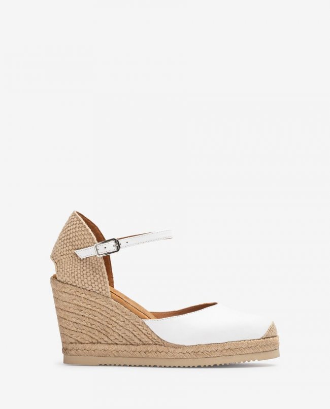 Espadrilles compensées en cuir Unisa pour femme - Blanc Espadrilles compensées en cuir Unisa pour femme - Blanc