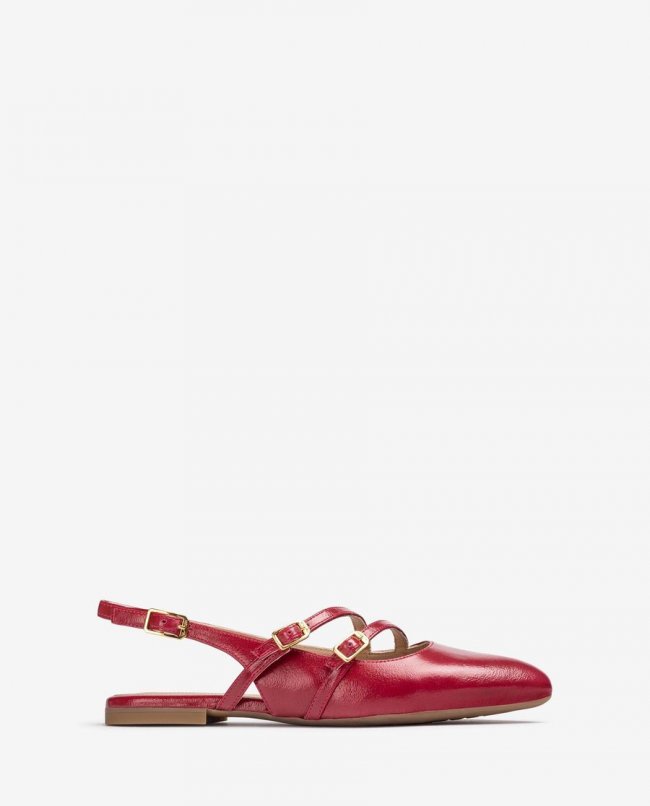 Ballerines à bride arrière et boucles Unisa pour femme - Rouge Ballerines à bride arrière et boucles Unisa pour femme - Rouge