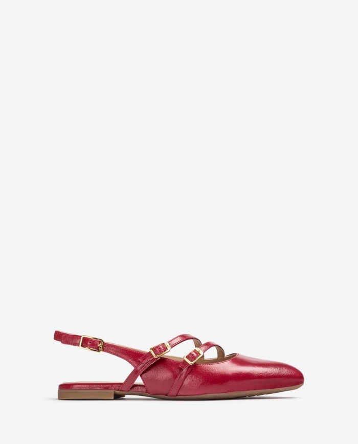 Ballerines à bride arrière et boucles Unisa pour femme - Rouge Ballerines à bride arrière et boucles Unisa pour femme - Rouge