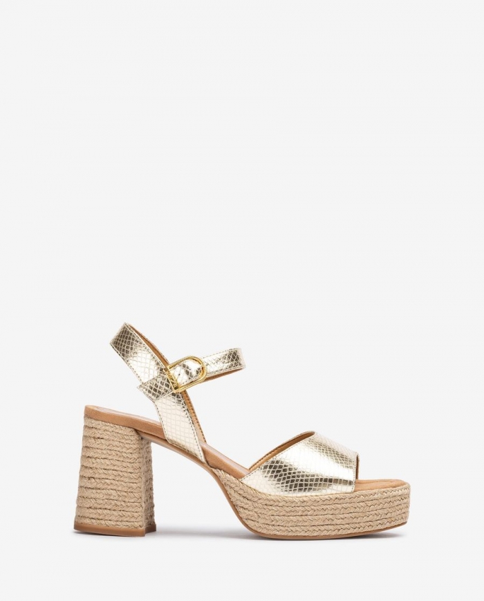 Sandales à plateforme et talon en jute Unisa pour femme - Doré Sandales à plateforme et talon en jute Unisa pour femme - Doré