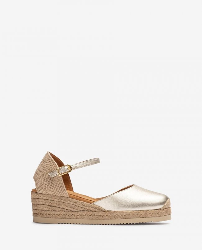 Espadrilles compensées métalliques Unisa Femme - Doré Espadrilles compensées métalliques Unisa Femme - Doré