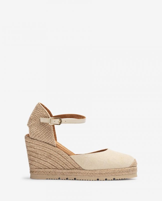 Espadrilles compensées hautes Unisa en Ecolino - Blanc Espadrilles compensées hautes Unisa en Ecolino - Blanc