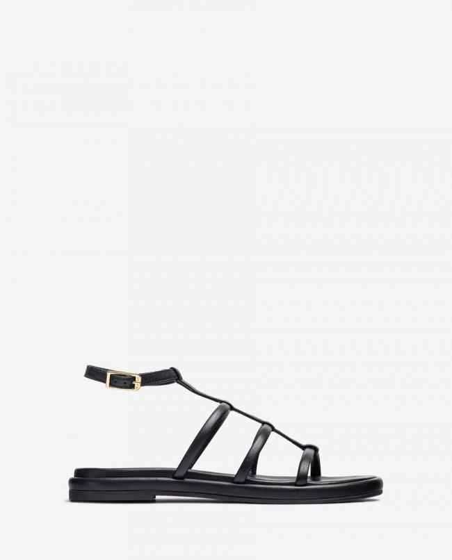 Sandales plates en cuir Unisa pour femme - Noir Sandales plates en cuir Unisa pour femme - Noir