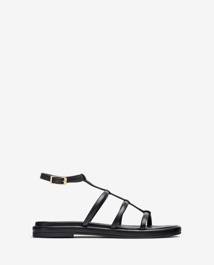 Sandales plates en cuir Unisa pour femme - Noir Sandales plates en cuir Unisa pour femme - Noir