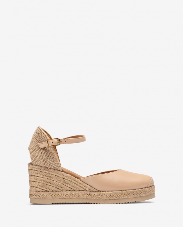 Espadrilles Unisa Femme en cuir à talon - Beige Espadrilles Unisa Femme en cuir à talon - Beige