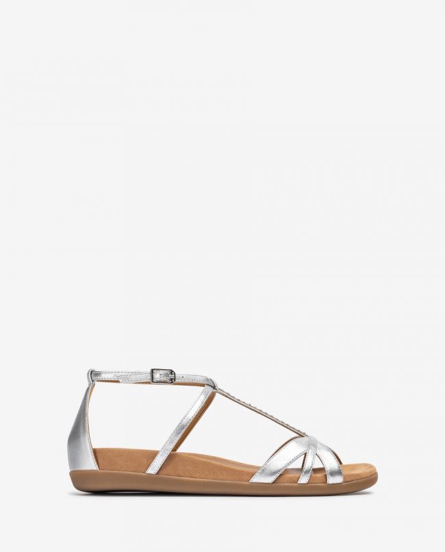 Sandales plates Unisa pour femme avec détails en cristaux - Argenté Sandales plates Unisa pour femme avec détails en cristaux - Argenté