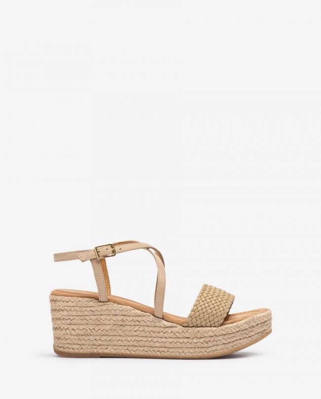 Sandales en cuir et raphia Unisa Femme - Beige Sandales en cuir et raphia Unisa Femme - Beige