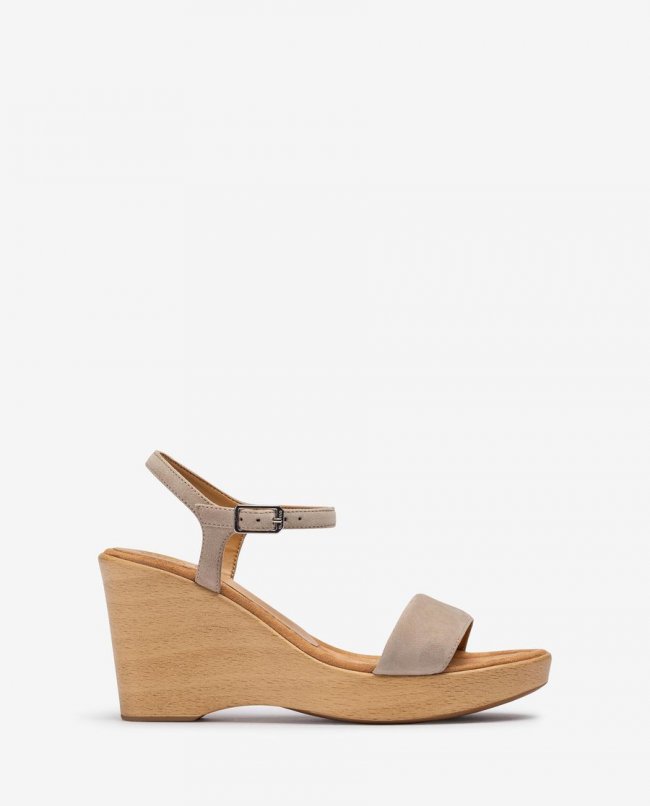 Sandales compensées effet bois Unisa pour femme - Beige Sandales compensées effet bois Unisa pour femme - Beige