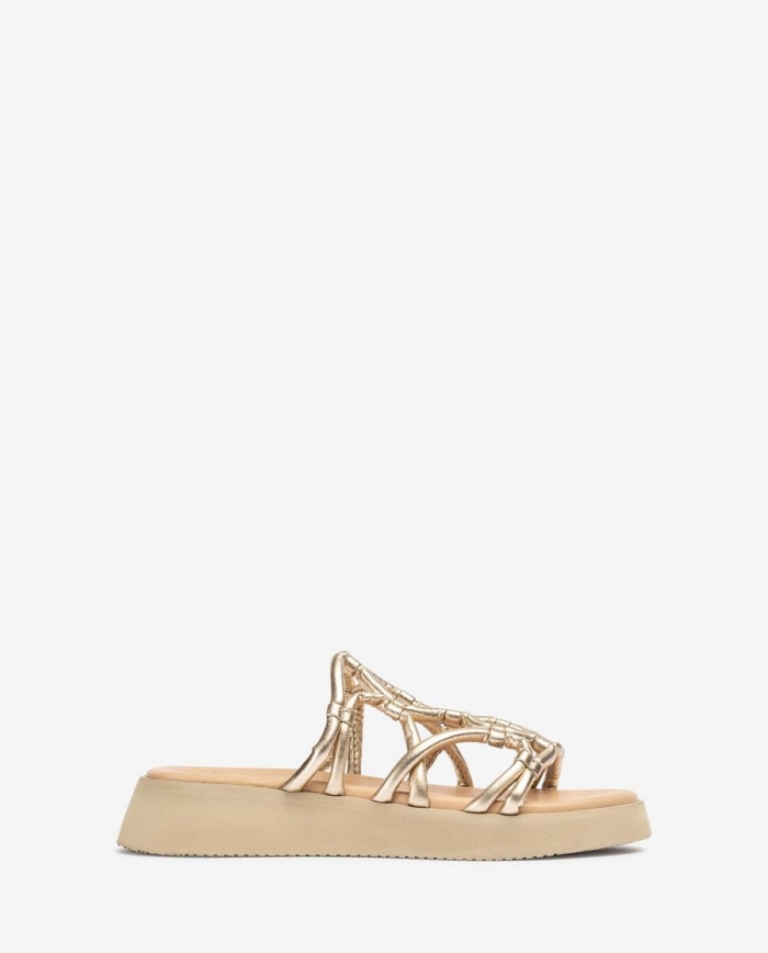Sandales à brides métalliques Unisa pour femme - Doré