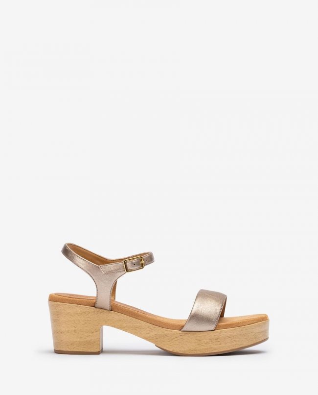 Sandales Unisa effet bois pour femme - Bronze