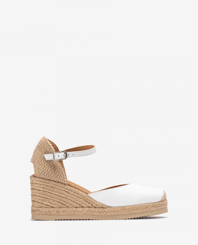 Espadrilles à bride arrière en cuir Unisa pour femme - Blanc Espadrilles à bride arrière en cuir Unisa pour femme - Blanc