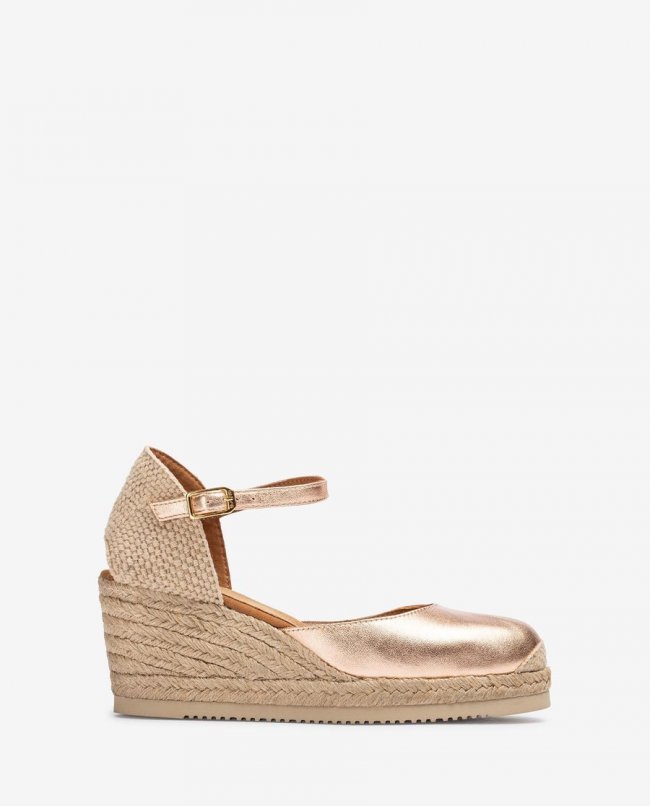 Espadrilles à bride arrière en cuir métallisé Unisa Femme - Rose Espadrilles à bride arrière en cuir métallisé Unisa Femme - Rose