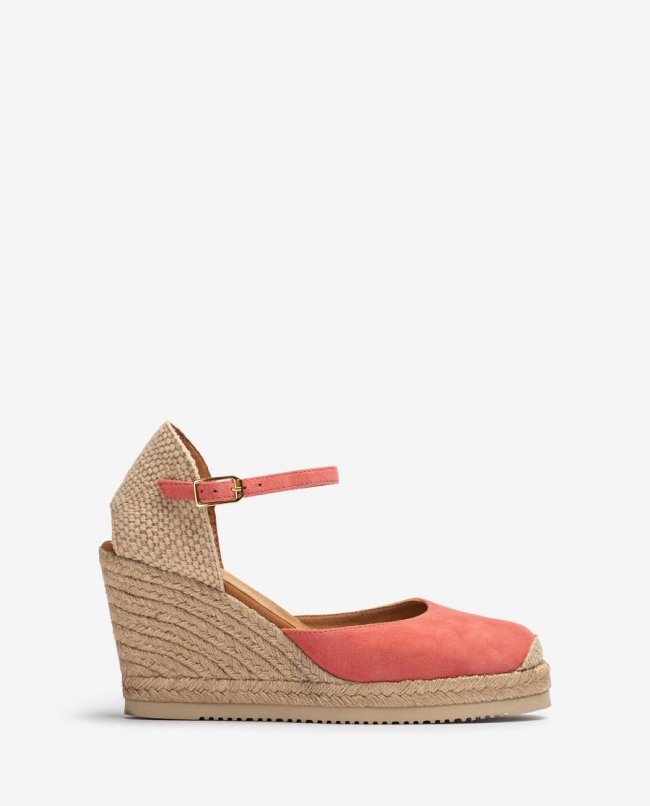 Espadrilles compensées hautes Unisa en daim - Rose Espadrilles compensées hautes Unisa en daim - Rose