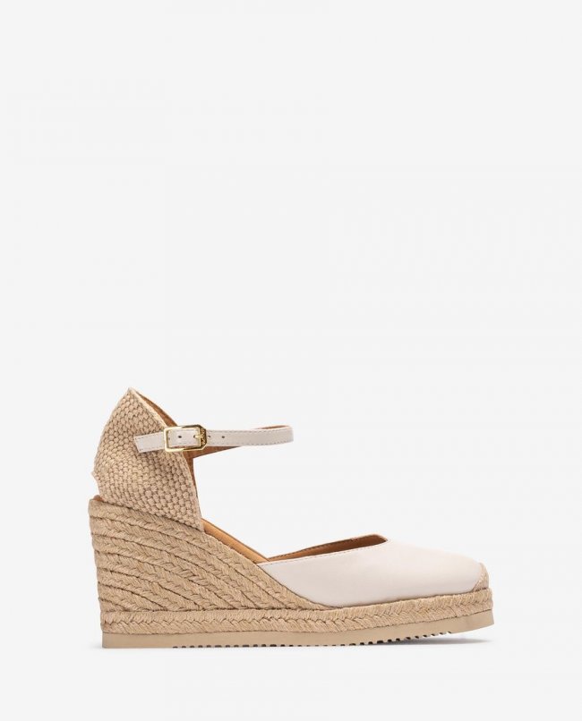 Espadrilles compensées en cuir Unisa pour femme - Blanc Espadrilles compensées en cuir Unisa pour femme - Blanc
