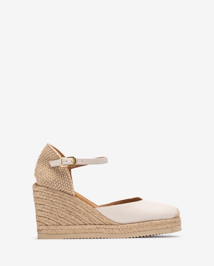 Espadrilles compensées en cuir Unisa pour femme - Blanc Espadrilles compensées en cuir Unisa pour femme - Blanc