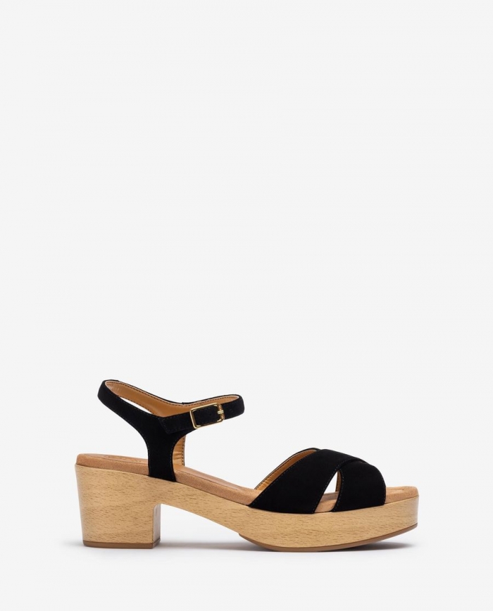Sandales compensées Unisa pour femme avec brides croisées - Noir Sandales compensées Unisa pour femme avec brides croisées - Noir