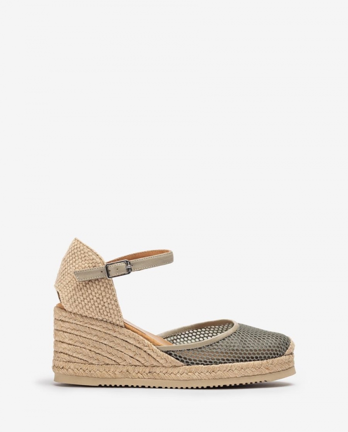 Espadrilles en maille et cuir Unisa Femme - Vert Espadrilles en maille et cuir Unisa Femme - Vert