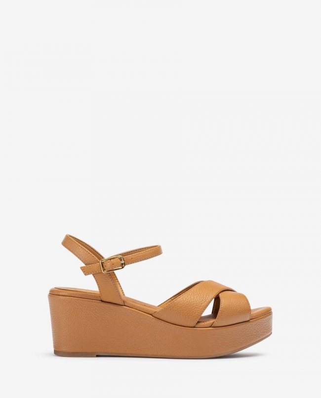 Sandales en cuir à brides croisées Unisa Femme - Marron Sandales en cuir à brides croisées Unisa Femme - Marron