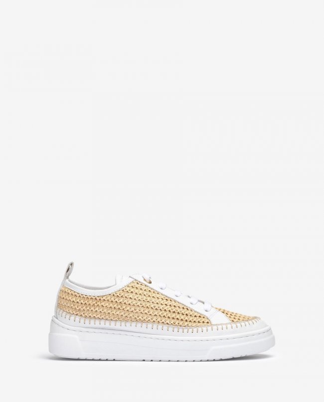 Baskets Unisa Femme en daim et raphia - Blanc Baskets Unisa Femme en daim et raphia - Blanc
