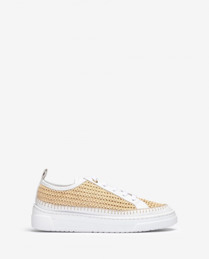 Baskets Unisa Femme en daim et raphia - Blanc Baskets Unisa Femme en daim et raphia - Blanc