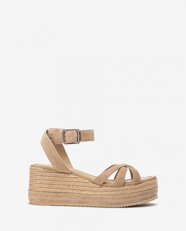 Sandales compensées en jute Unisa pour femme - Beige Sandales compensées en jute Unisa pour femme - Beige