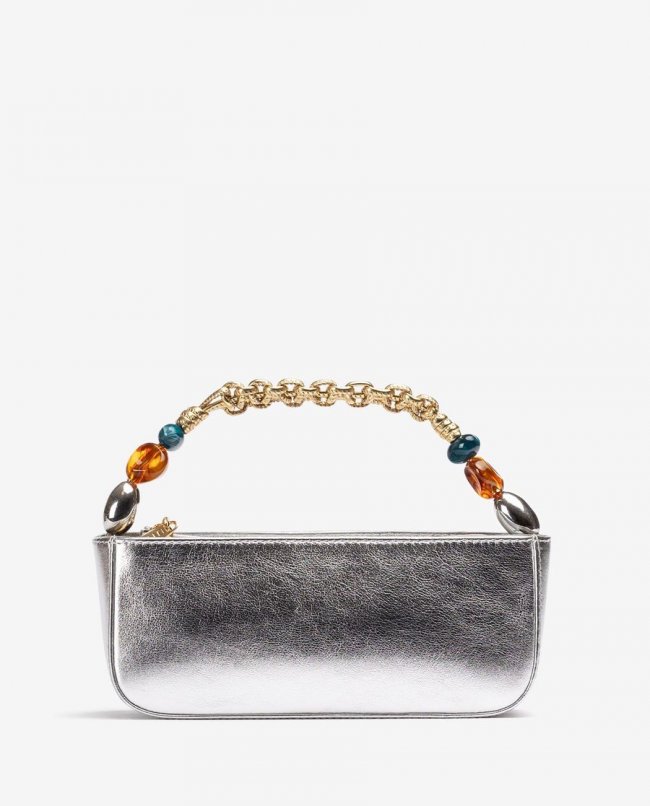 Sac à main Unisa Femme avec poignée tressée et ornement - Argent