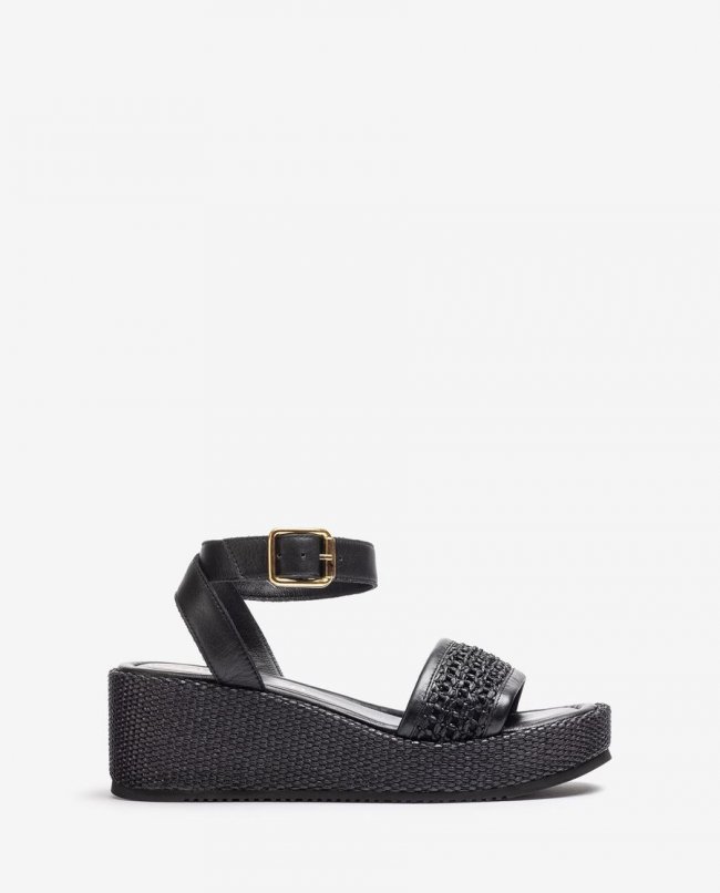 Sandales en raphia Unisa pour femme avec bride - Noir Sandales en raphia Unisa pour femme avec bride - Noir