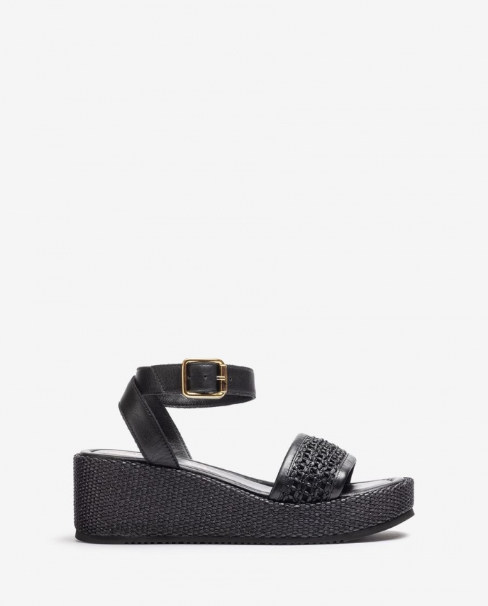 Sandales en raphia Unisa pour femme avec bride - Noir Sandales en raphia Unisa pour femme avec bride - Noir