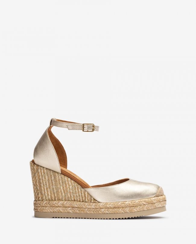 Espadrilles en raphia métallisé pour femme Unisa - Doré Espadrilles en raphia métallisé pour femme Unisa - Doré