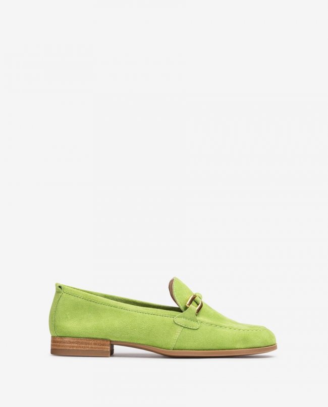 Mocassin Unisa pour femme avec garniture en cuir assortie - Vert Mocassin Unisa pour femme avec garniture en cuir assortie - Vert
