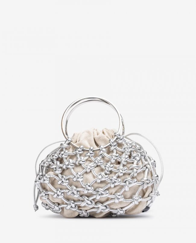 Petit sac Unisa Femme avec nœuds artisanaux - Argenté Petit sac Unisa Femme avec nœuds artisanaux - Argenté