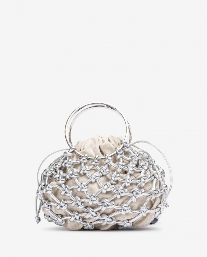 Petit sac Unisa Femme avec nœuds artisanaux - Argenté