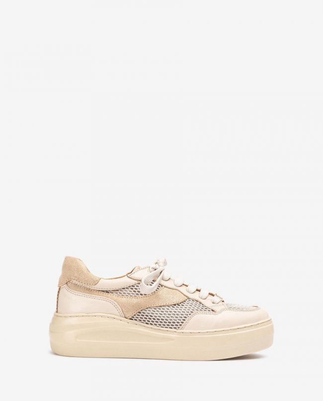 Baskets en cuir et résille Unisa Femme - Blanc Baskets en cuir et résille Unisa Femme - Blanc